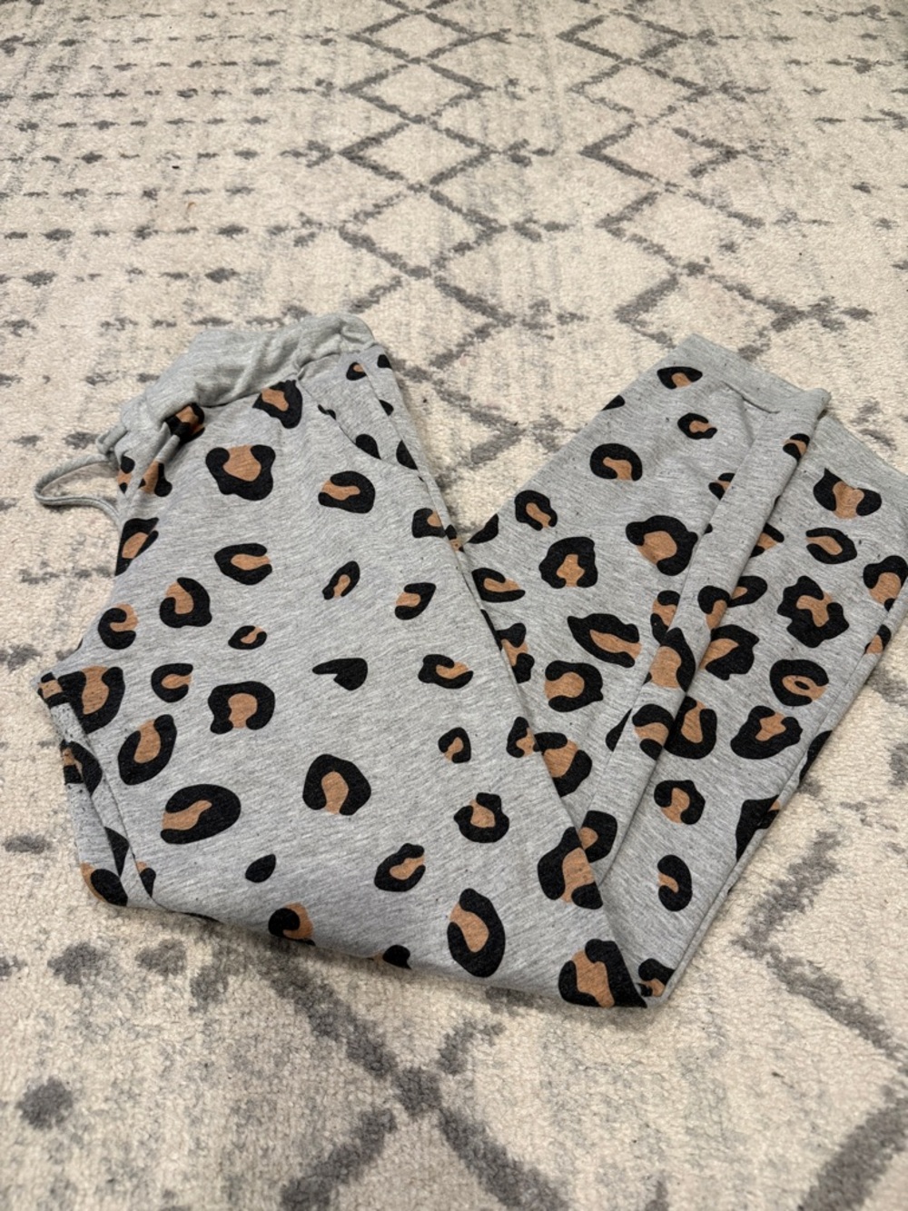 12 Pm By Mon Ami Gray Leopard Print Jogger Pants
